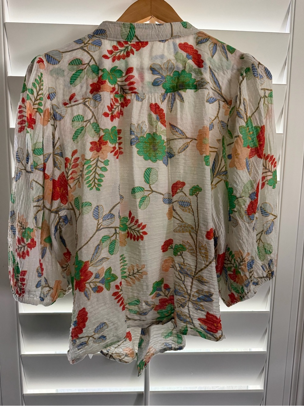 Anthropologie Maeve Kalapana Blouse with Green, Red & Orange Floral Print US 14 - Picture 4 of 9